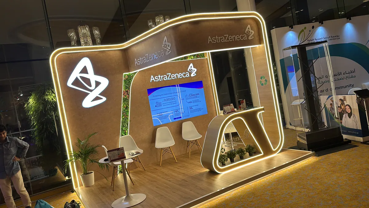 AstraZeneca curved stand