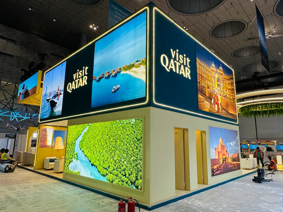 Visit Qatar two-storey stand: On site