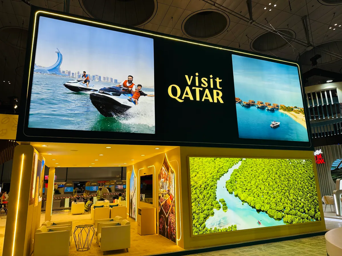 Visit Qatar two-storey stand: Finished