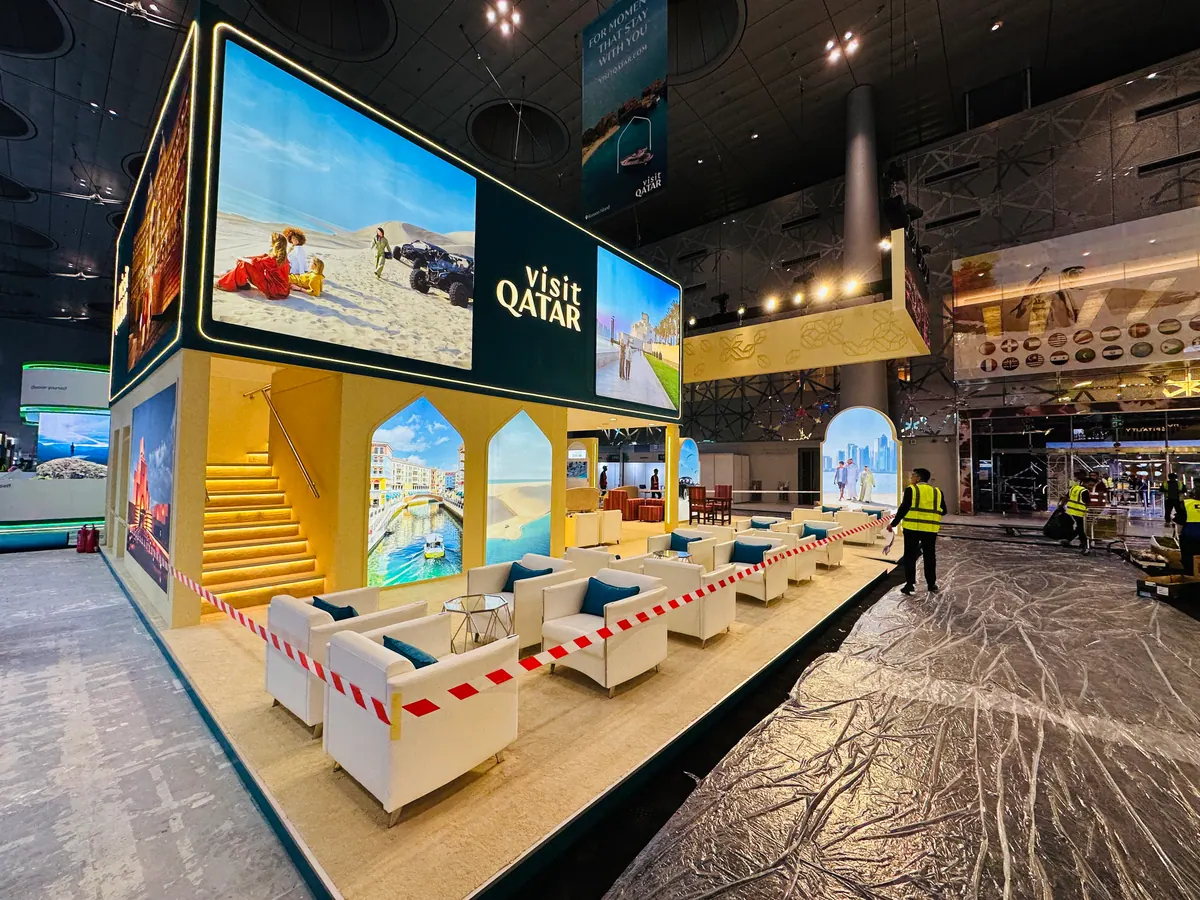 Visit Qatar two-storey stand: Finished